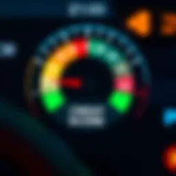 Visual representation of a credit score gauge