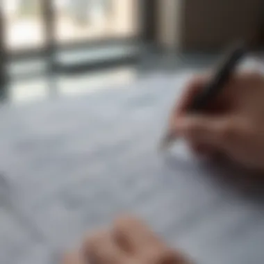 Close-up of a person reviewing financial documents.