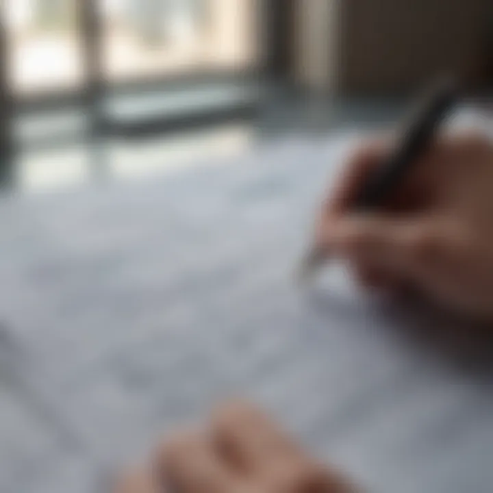 Close-up of a person reviewing financial documents.