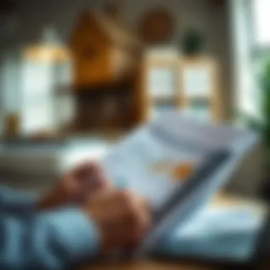 A person reviewing mortgage documents with a calculator