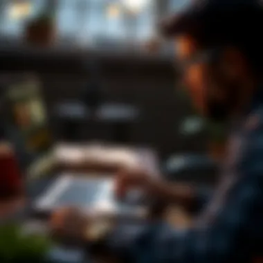 Person analyzing earnings from video watching applications on a laptop