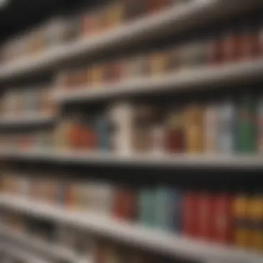 Retail shelf displaying an array of private label products