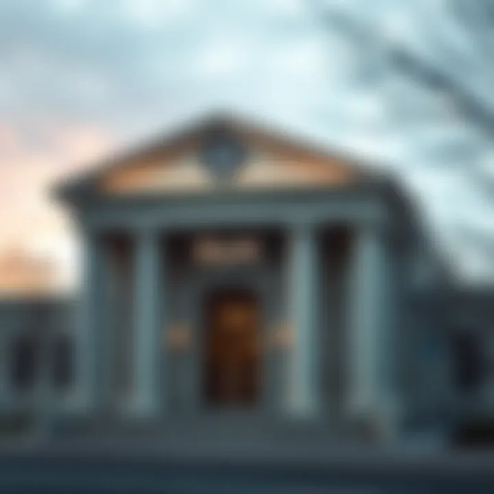 Bank Identification via Routing Numbers Visual representation of a bank building with routing numbers