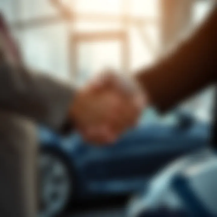 Securing an Agreement in Private Sales Visual representation of a handshake between buyers and sellers