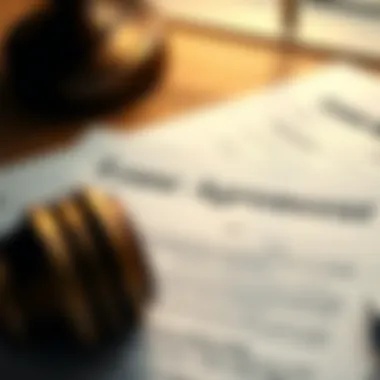 Legal Aspects of Lease Agreements A close-up view of legal documents related to leasing agreements