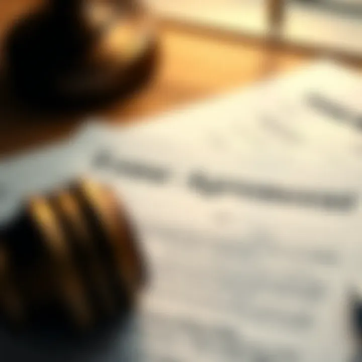 Legal Aspects of Lease Agreements A close-up view of legal documents related to leasing agreements