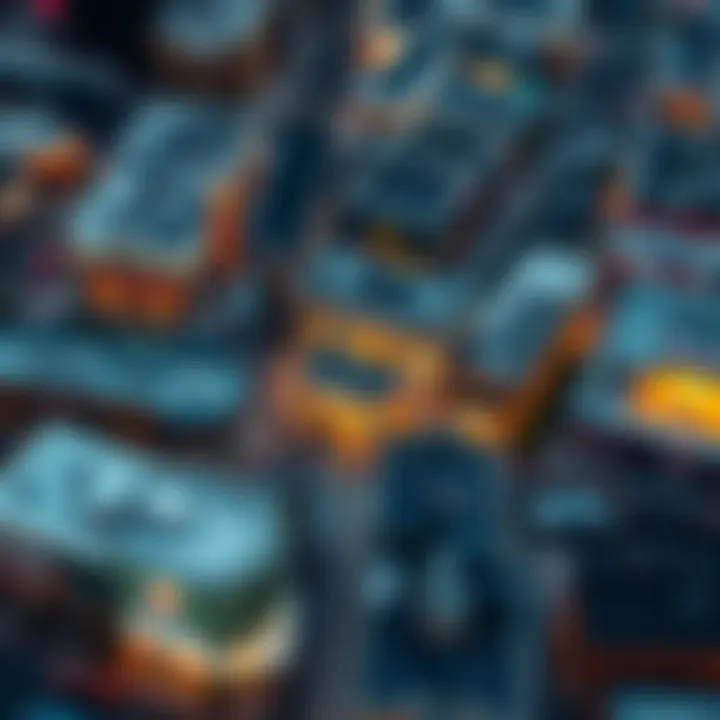 Zoning Considerations in Retail Leasing An aerial view of a bustling commercial district highlighting zoning areas