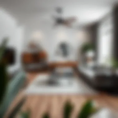 A modern living room showcasing a recent home improvement with stylish furniture