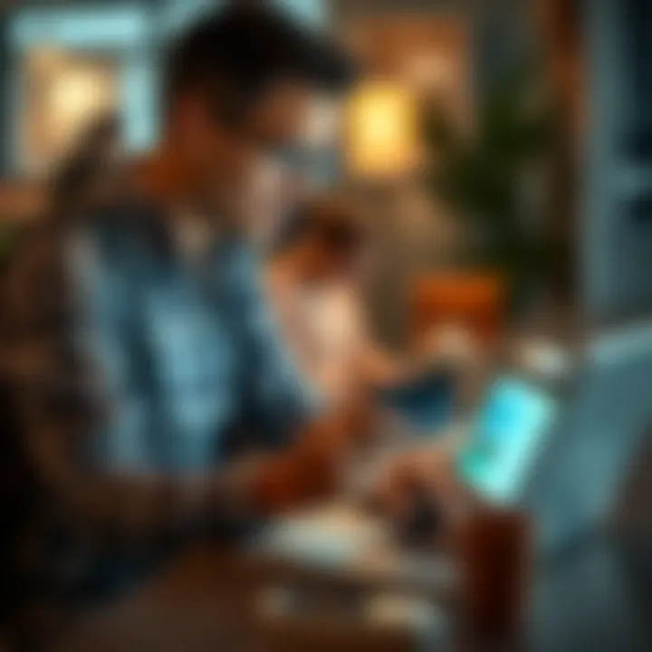 A traveler examining different credit card benefits on a laptop