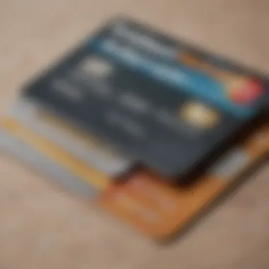 Close-up of a credit card alongside travel essentials