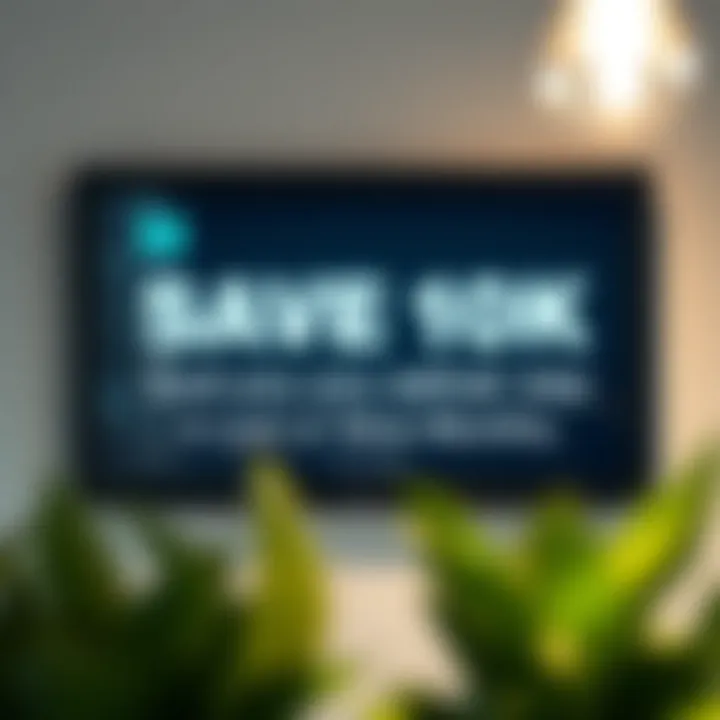 Motivational Savings Insight An inspirational quote about savings displayed on a wall