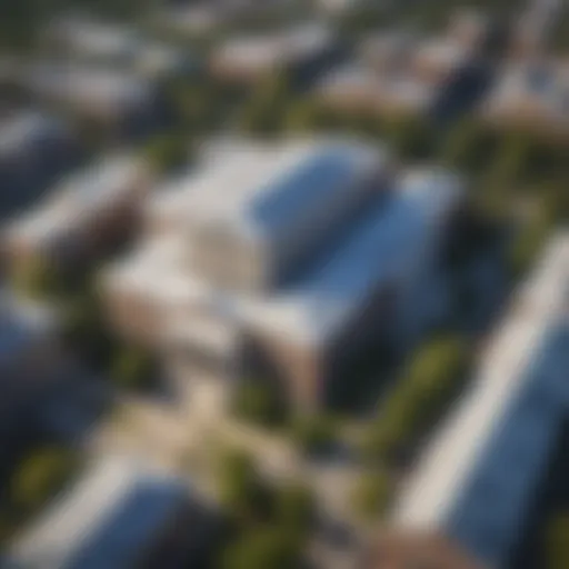 Aerial view of UNC Chapel Hill campus highlighting its modern architecture