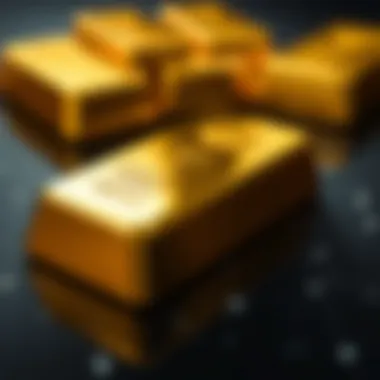 A close-up view of a gold bar reflecting market fluctuations.