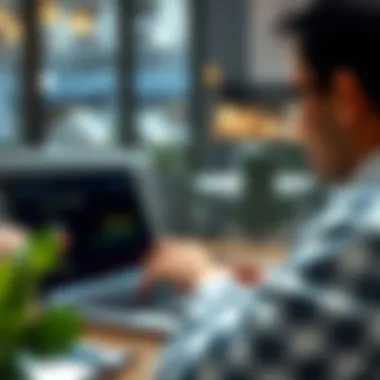 User Experience with eTreasury User navigating through eTreasury services on a laptop