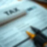 Tax form overview with highlighted sections