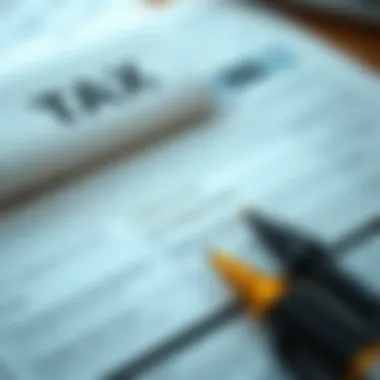 Tax form overview with highlighted sections