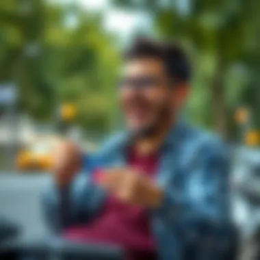 Enjoying the Benefits of Choosing Right User enjoying benefits of an American Express card